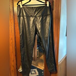 Joe Fresh x Roxy Earle Faux Leather Leggings with Tuxedo Stripe